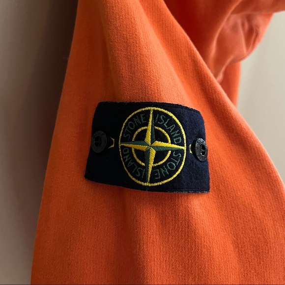 Stone Island Garment Dyed Hooded Sweatshirt in Brushed Cotton Fleece Orange (M) - Picture 3 of 6